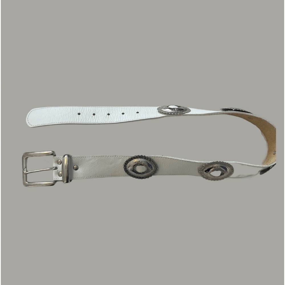 Vintage White Leather Western Belt